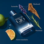 Giorgio Armani Acqua di Giò Profondo men's perfume bottle with sleek design and blue liquid, showcasing luxury fragrance.