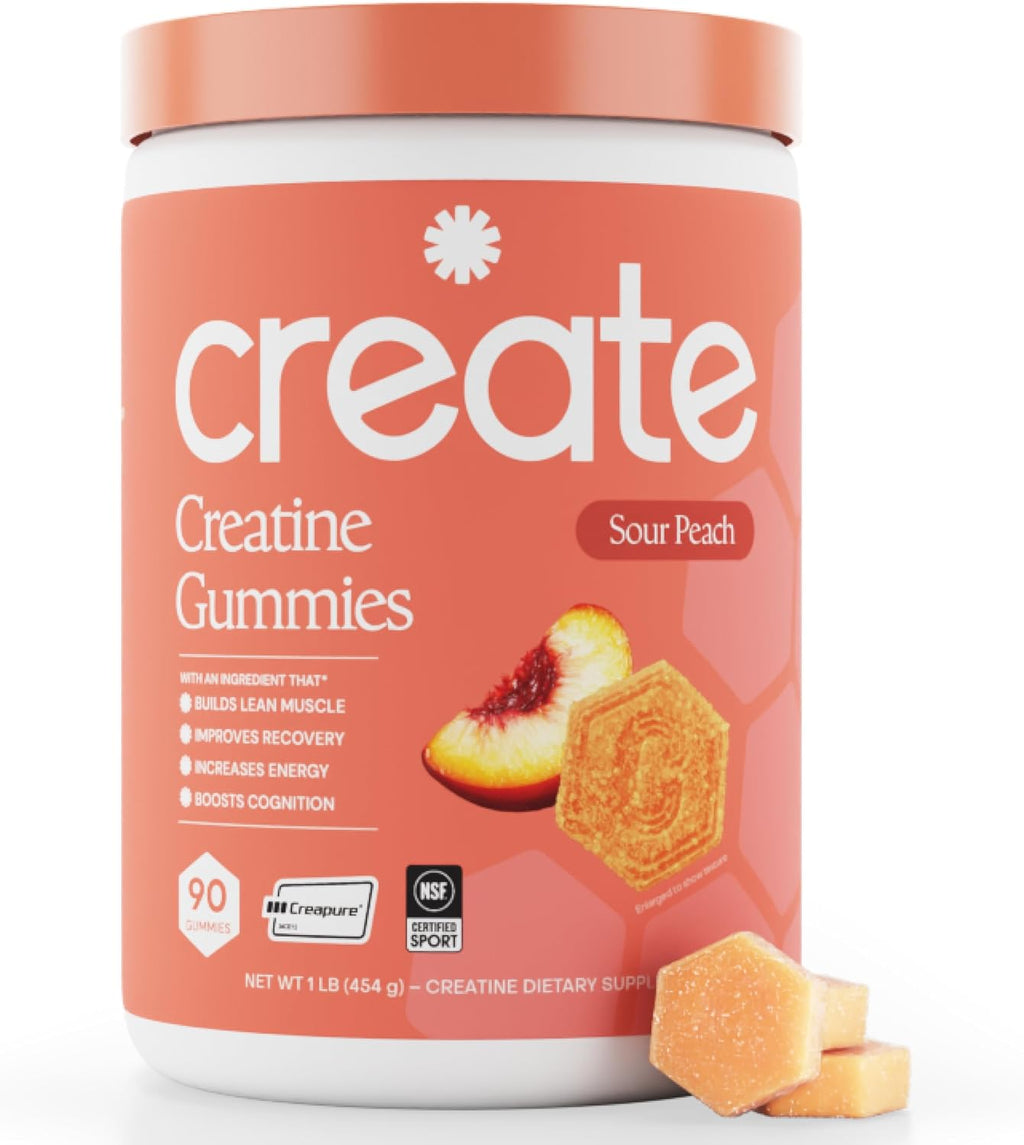 Create Creatine Monohydrate Gummies for Women and Men, Orange, 90ct