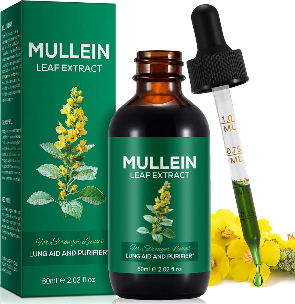 Mullein Extract, Mullein Leaf Extract, Mullein Leaf Drops, Alcohol-Free, Health Supplement Drops (60 ml (Pack of 1)