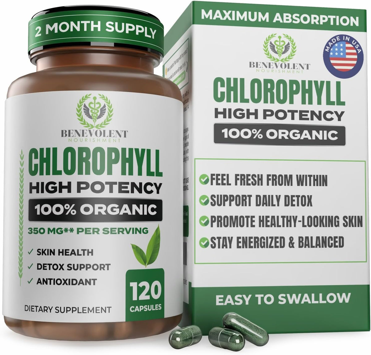 Benevolent Chlorophyll Liquid Drops for Internal Freshness, Peppermint
