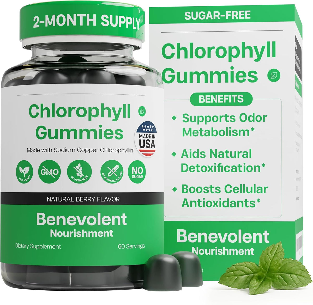 Benevolent Chlorophyll Liquid Drops for Internal Freshness, Peppermint