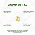 DEAL SUPPLEMENT Vitamin D3 5,000 IU + K2 MK7 Softgels, 250 Count | 2-in-1 Complex | Easy to Swallow