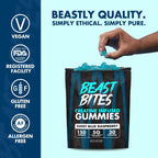 BEAST BITES - Creatine Bites - 5g Creatine Monohydrate Per Serving - No Sugar or Artificial Colors - Low-Calorie, Vegan & Halal - Made in The USA - Blue Raspberry Flavor - 30 Gummies