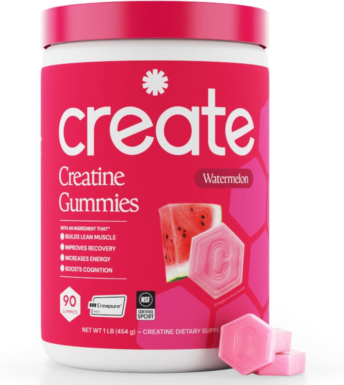 Create Creatine Monohydrate Gummies for Women and Men, Orange, 90ct