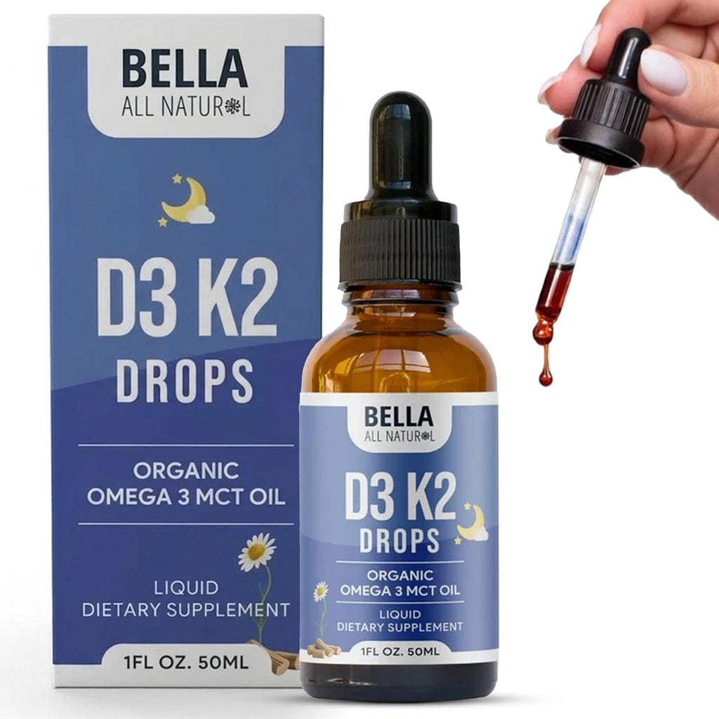 Bella All Natural Vitamin D3 K2 Liquid Drops 5000 IU (Unflavored)