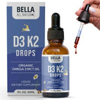 Bella All Natural Vitamin D3 K2 Liquid Drops 5000 IU (Unflavored)
