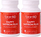 BrainMD Dr Amen Happy Saffron Plus - 90 Capsules - with Saffron Flower Extract, Curcumin & Zinc - Vegan, Gluten Free - 30 Servings