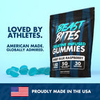 BEAST BITES - Creatine Bites - 5g Creatine Monohydrate Per Serving - No Sugar or Artificial Colors - Low-Calorie, Vegan & Halal - Made in The USA - Blue Raspberry Flavor - 30 Gummies