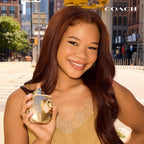 Hub Wavy Coach Gold Parfum for Women in 3 oz bottle, luxurious perfume with gold accents and elegant packaging.