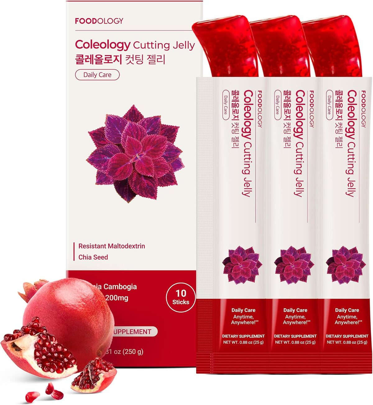 FOODOLOGY Coleology Cutting Jelly, Pomegranate Flavor, 10 Sticks