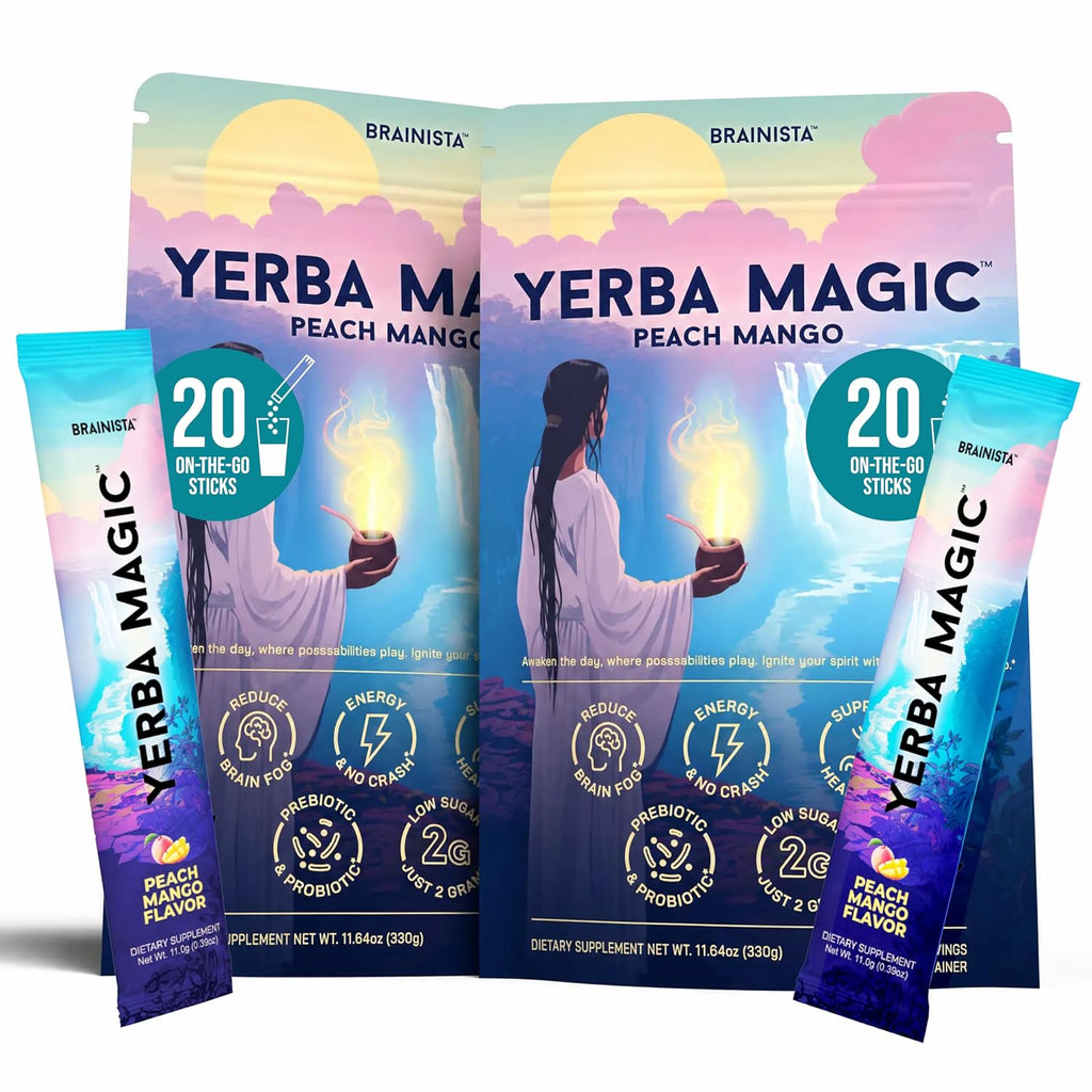 Yerba Mate Energy Drinks, Yerba Magic, Gut Health, Peach Mango, 30 Servings