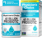 Physician's CHOICE Probiotics 60 Billion CFU - 10 Strains + Organic Prebiotics - Immune, Digestive & Gut Health - Supports Occasional Constipation, Diarrhea, Gas & Bloating - for Women & Men - 30ct