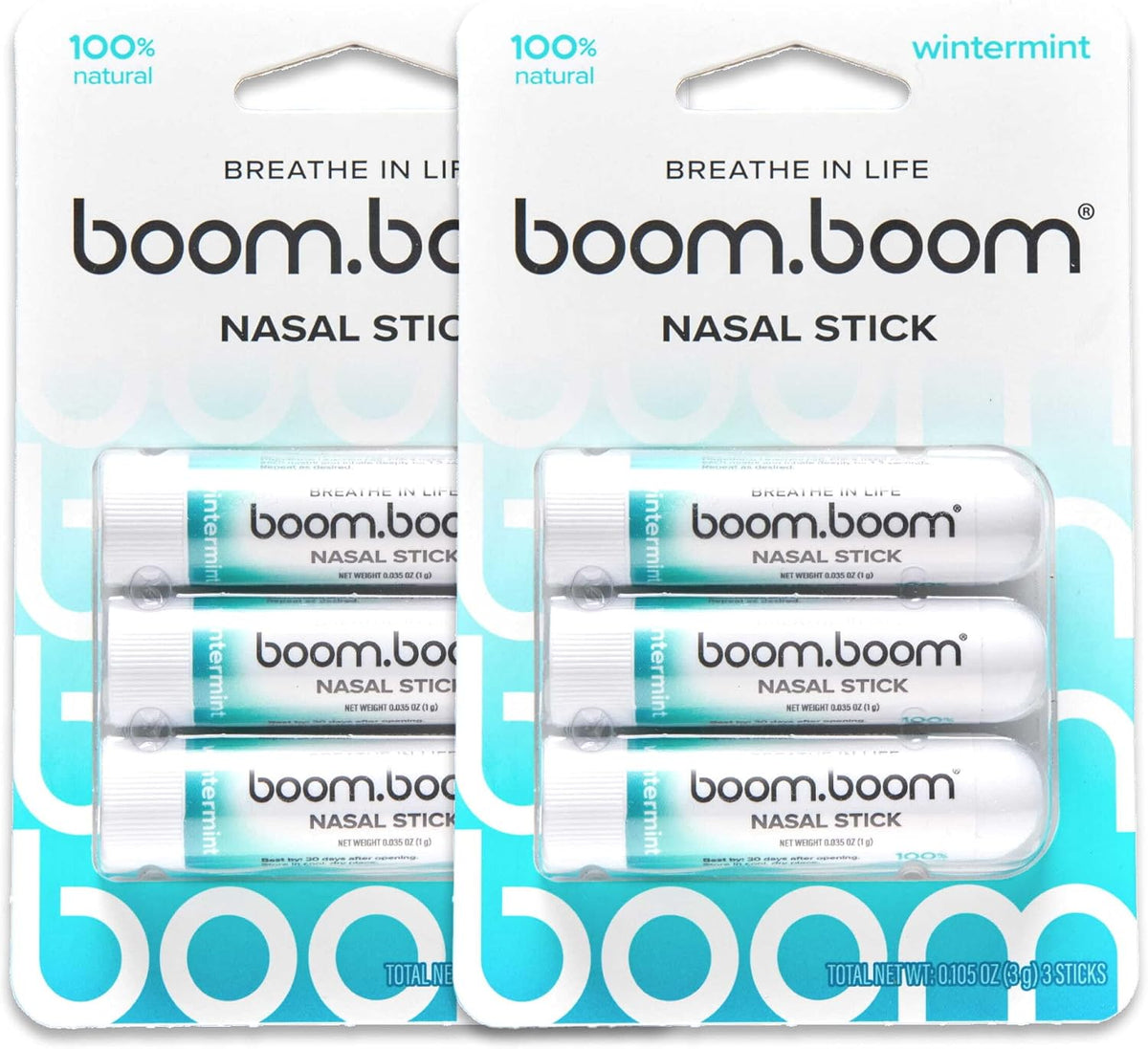 BoomBoom Nasal Stick, Essential Oils + Menthol Inhaler, Tropical, 3 Pack