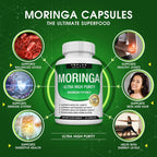 Toplux Moringa Capsules 1200mg – Pure Moringa Powder High Potency Leaf Extract Green Superfood Rich in Antioxidant, for Energy & Immune Support, Vegan Non-GMO 90 Capsules
