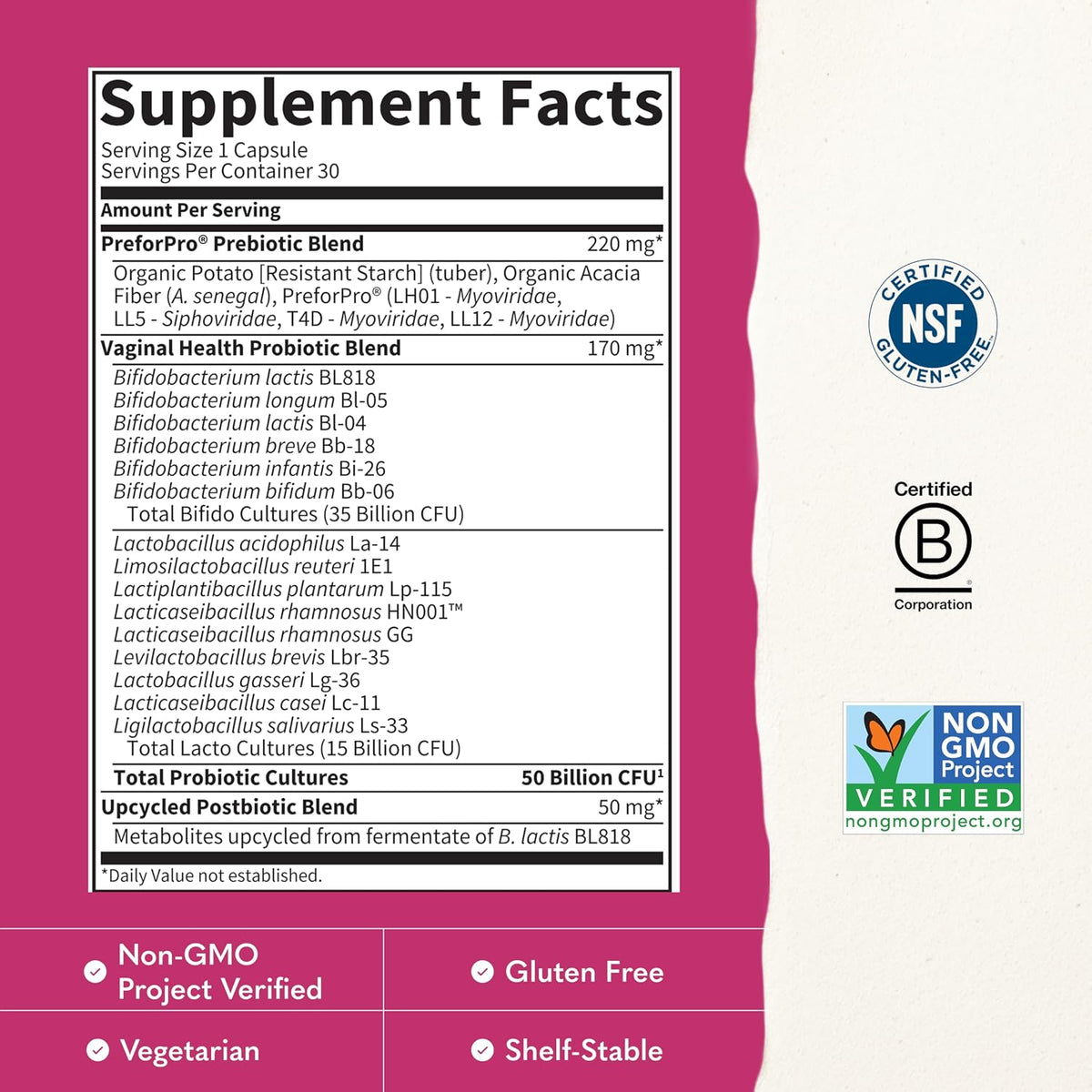 Garden of Life Dr. Formulated Pre, Post & Probiotics, Women's pH, 50B, 30ct