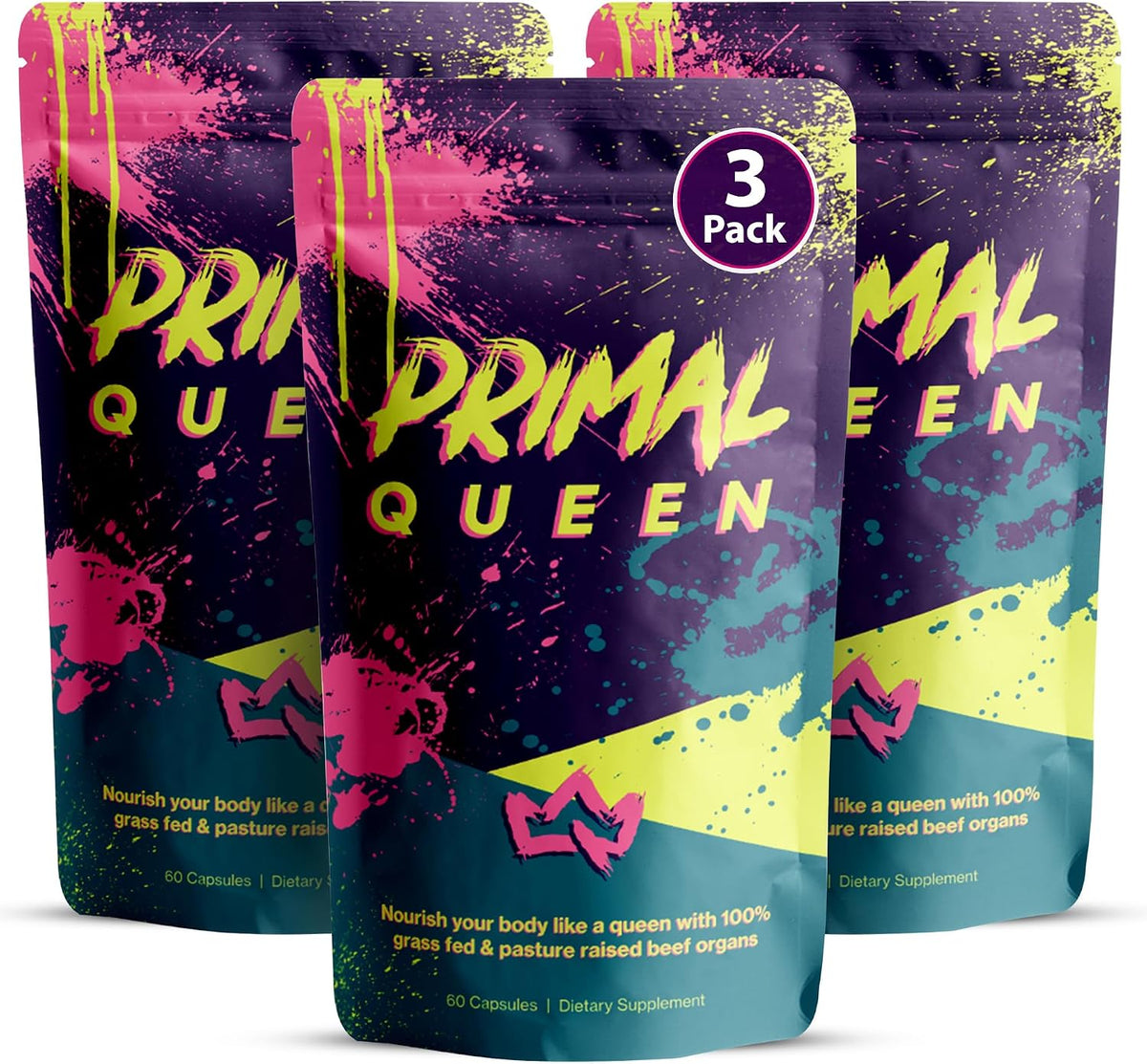 Primal Queen Grass Fed Beef Organ Supplement for Women, 60 Capsules