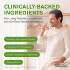 NaturalSlim Testosterin Testosterone Support, Ginkgo Biloba,180 Capsules