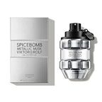 Viktor & Rolf Spicebomb Metallic Musk unisex perfume bottle, 3 oz / 90 ml, with sleek metallic design and modern branding.