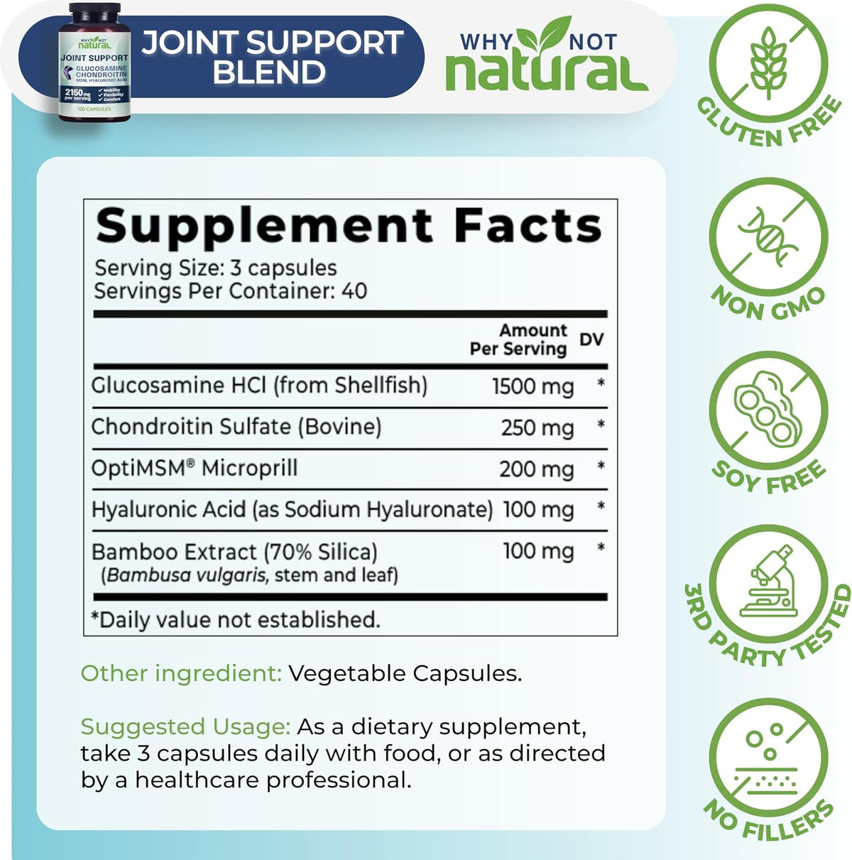 Glucosamine, Chondroitin, MSM, Joint Support Supplement - Knee pain