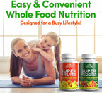 Country Farms Fruits and Vegetables Supplement, 180 Fruit and 180 Veggie Capsules, Greens and Reds Packed with Superfoods, Powerful Antioxidants, 60 Servings