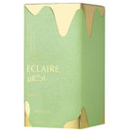 Hub Wavy Lattafa Eclaire Pistache perfume bottle, 3.40 oz, luxury long-lasting fragrance for women with bold pistachio scent.
