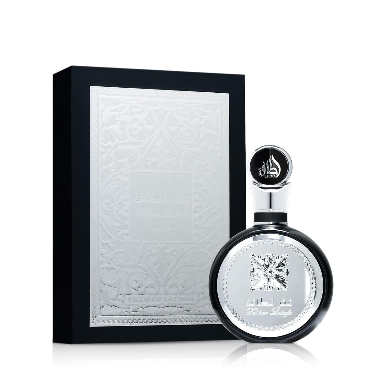 Hub Wavy Lattafa Fakhar men's perfume bottle, 3.4 fl oz, featuring a luxurious woody fresh fragrance.