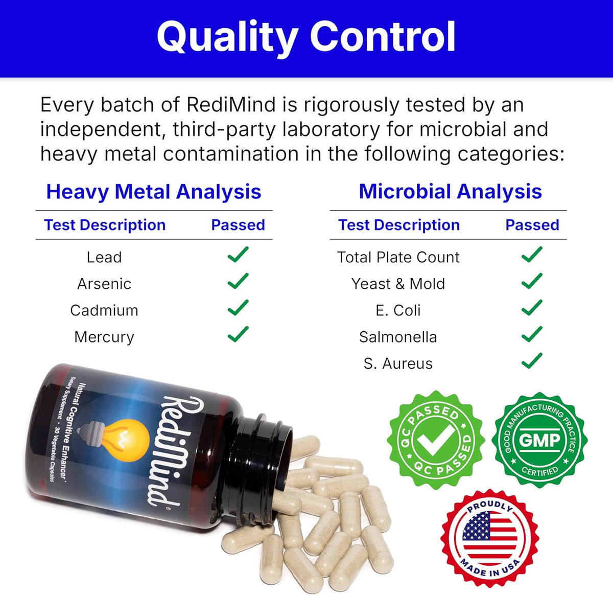 RediMind Natural Cognitive Support and Brain Supplement, Vegan, Gluten-Free