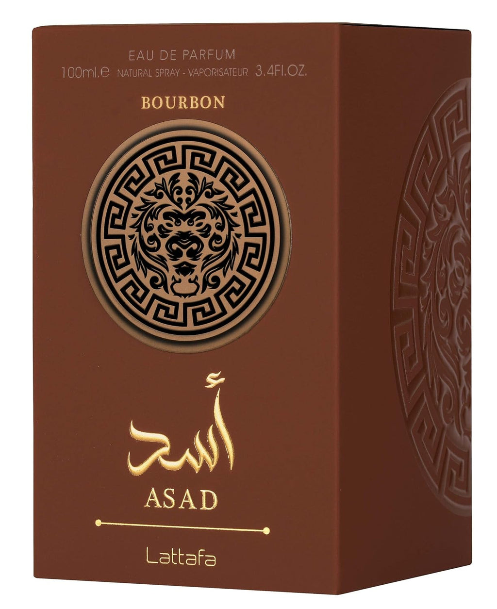 Hub Wavy Lattafa ASAD BOURBON perfume bottle, 100ml, unisex fragrance with elegant packaging and branding.