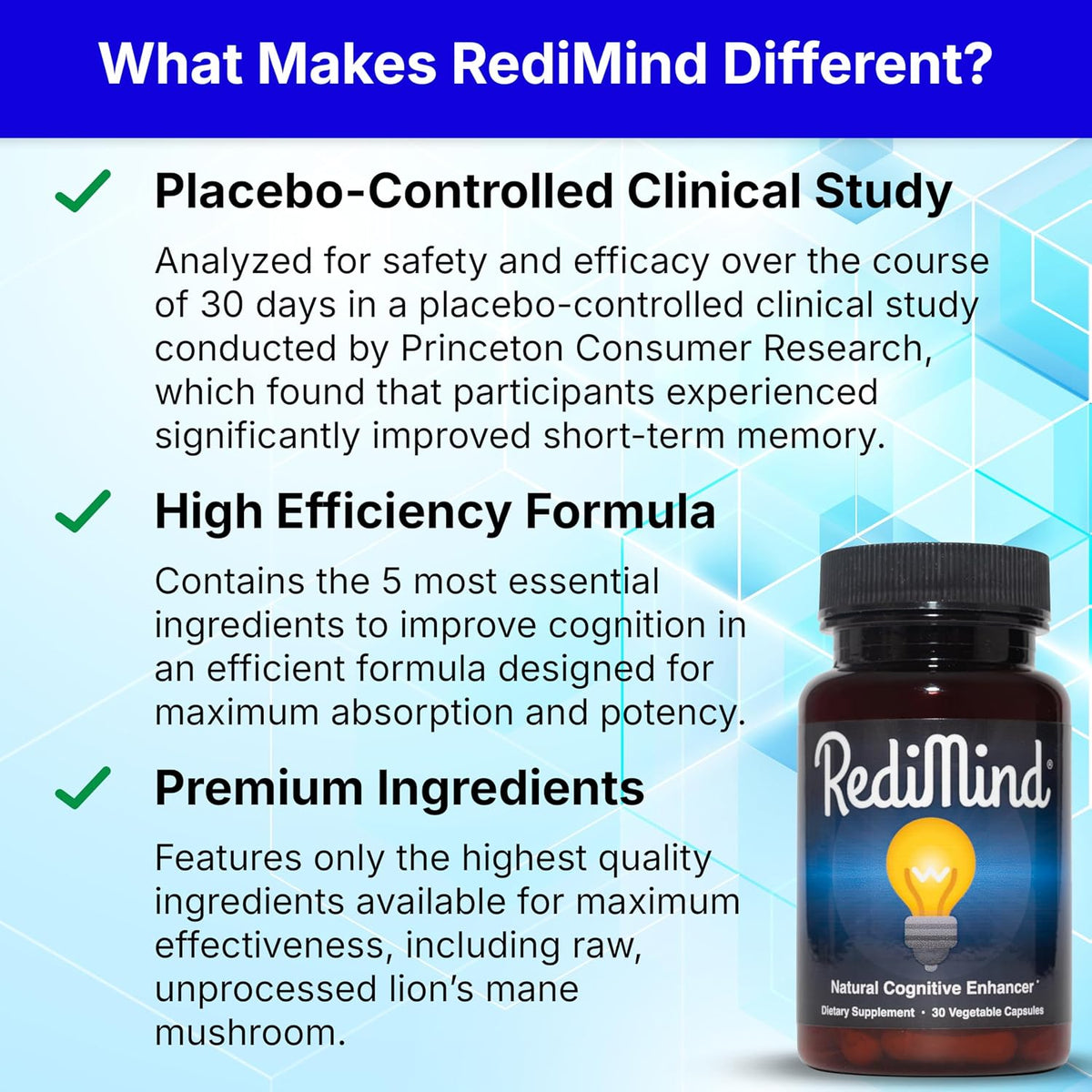 RediMind Natural Cognitive Support and Brain Supplement, Vegan, Gluten-Free