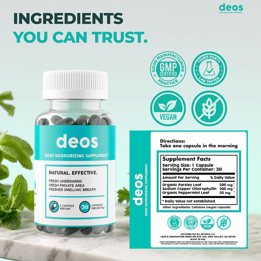 DEOS® Internal Deodorant Supplement [Natural Odor Control] Capsules 30 Pcs