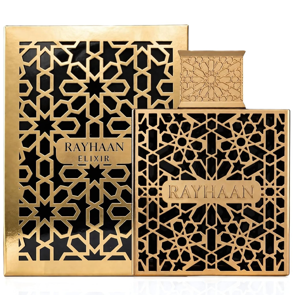 Hub Wavy Rayhaan Elixir Eau de Parfum spray for unisex, 100 ml bottle, showcasing the luxury perfume bottle and design.