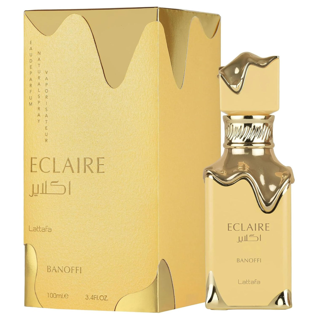 Lattafa Eclaire Banoffi perfume for women by Hub Wavy, 3.40 oz, luxury long-lasting fragrance with rich, inviting scent.