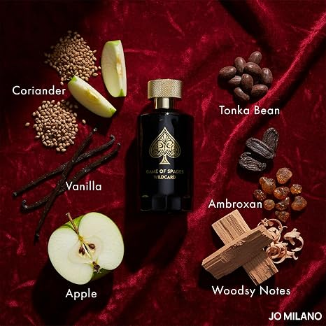Hub Wavy Jo Milano Game of Spades Wildcard men's perfume bottle, 3.4 oz, luxurious rich fragrance, long-lasting scent
