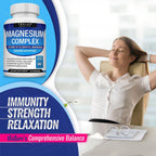 Toplux Magnesium Complex Supplement 8 Elemental - Magnesium Glycinate, Citrate, Malate, Taurate, Chelated for Easy Absorption for Bones, Muscle, Recovery, Energy, Vegan Non-GMO 90 Capsules