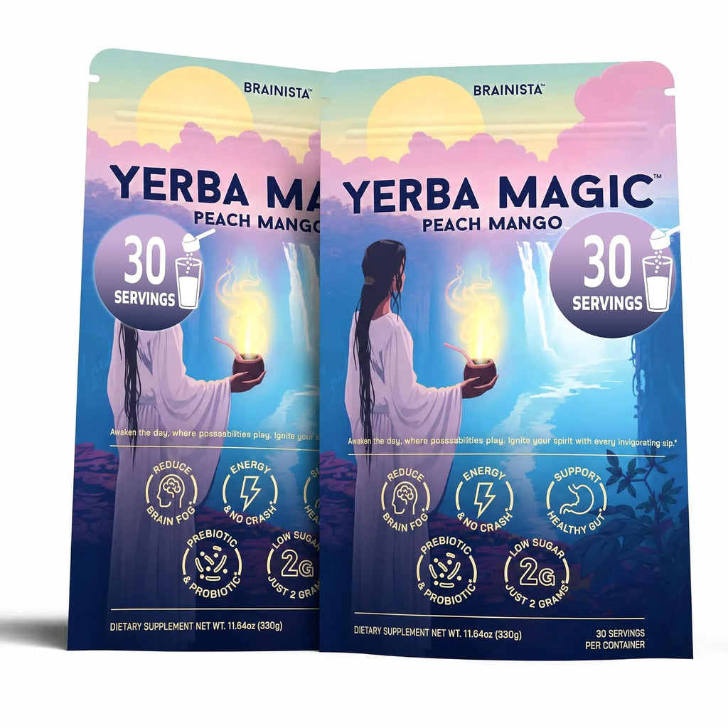 Yerba Mate Energy Drinks, Yerba Magic, Gut Health, Peach Mango, 30 Servings