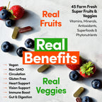Country Farms Fruits and Vegetables Supplement, 180 Fruit and 180 Veggie Capsules, Greens and Reds Packed with Superfoods, Powerful Antioxidants, 60 Servings