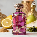Hub Wavy Lattafa Habik perfume bottle, luxurious women's fragrance with elegant design, 3.4 oz/100 ml size.