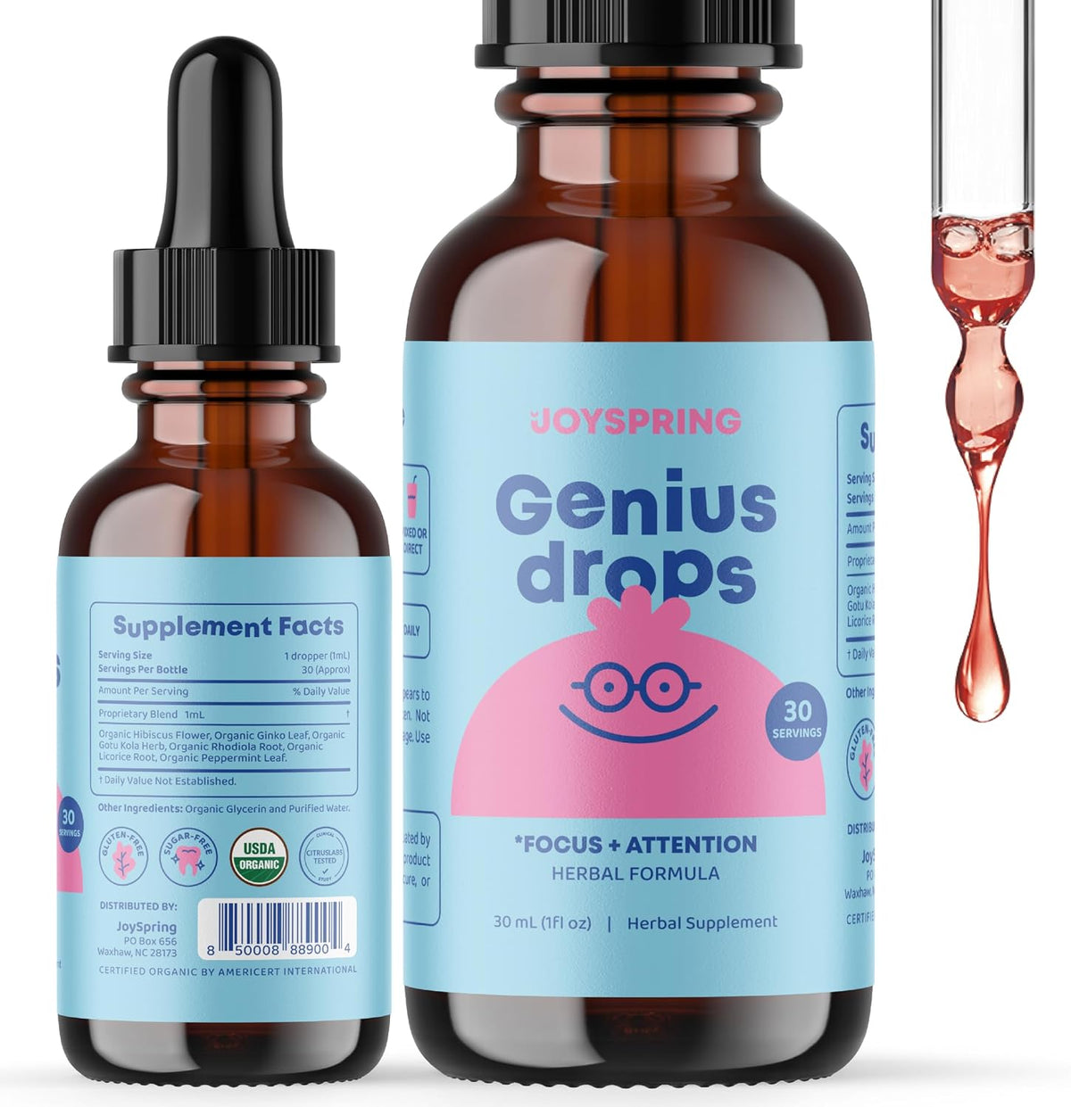 JoySpring Kids Botanical Blend – Ginkgo Biloba Herbal Drops + Saffron Gummies with GABA & Passion Flower – Liquid Drops & Gummies Dietary Supplement