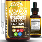 Clean Nutra Organic Maca Root Liquid Drops with Ashwagandha, Fenugreek, Beet Root and L-Arginine Liquid Multivitamin for Women and Men - Adapto Drive