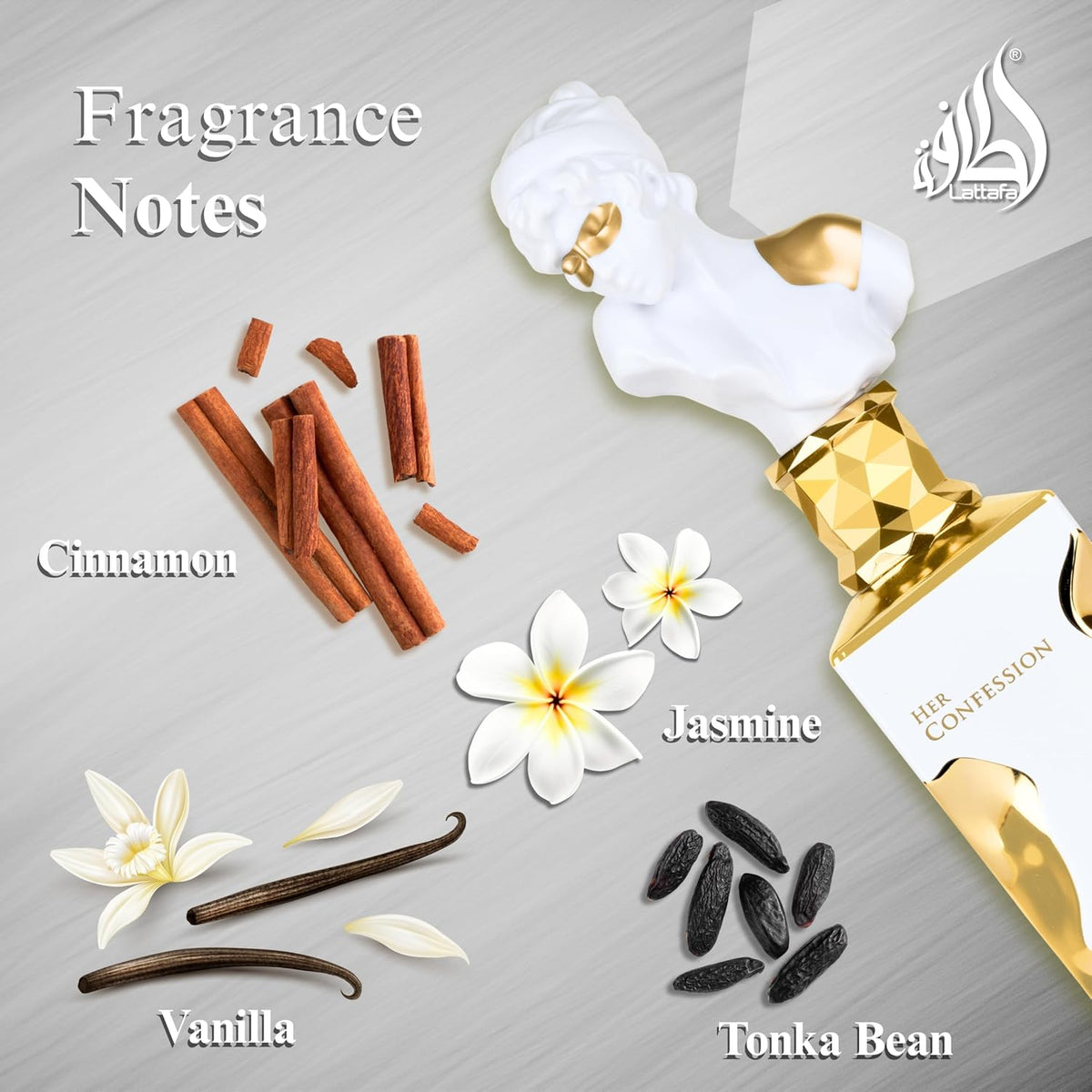 Hub Wavy Lattafa Her Confession perfume for women in a 100ml bottle, featuring a luxurious fragrance and elegant packaging.
