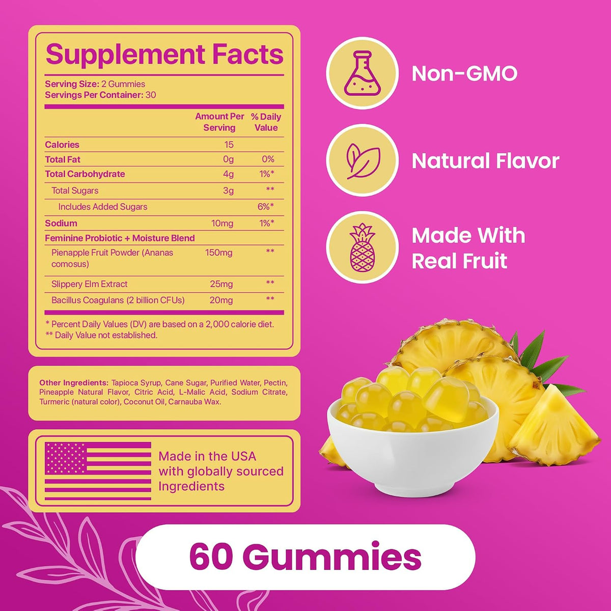 KITTYQUEEN Slippery Kitty Vaginal Probiotic and Moisture Gummies, 60 Count