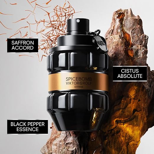 Hub Wavy Viktor & Rolf Spicebomb Extreme men's perfume bottle, 3 oz, featuring a sleek design for a luxurious, long-lasting scent.