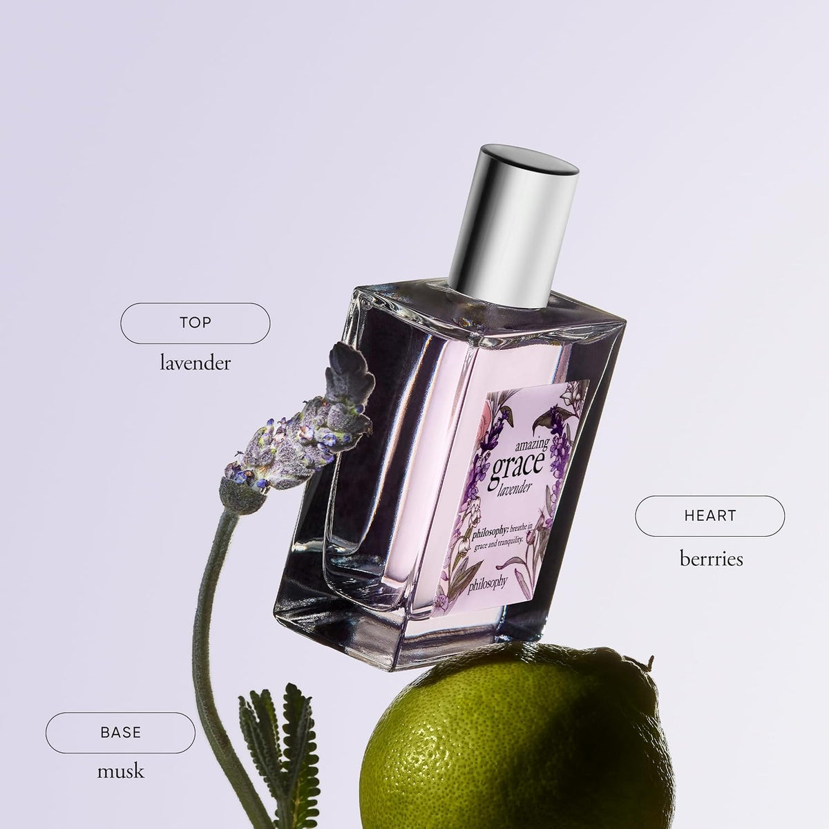 Hub Wavy Philosophy Amazing Grace Lavender perfume bottle, 2 oz, elegant women's fragrance with lavender notes.