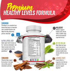 Blood Sugar Complex Supplement - Supports Healthy Blood Sugar Levels Already Within Normal Range All Natural with Cinnamon, Bitter Melon, Chromium, Mulberry, Alpha Lipoic Acid, Non-GMO, 60 Capsules