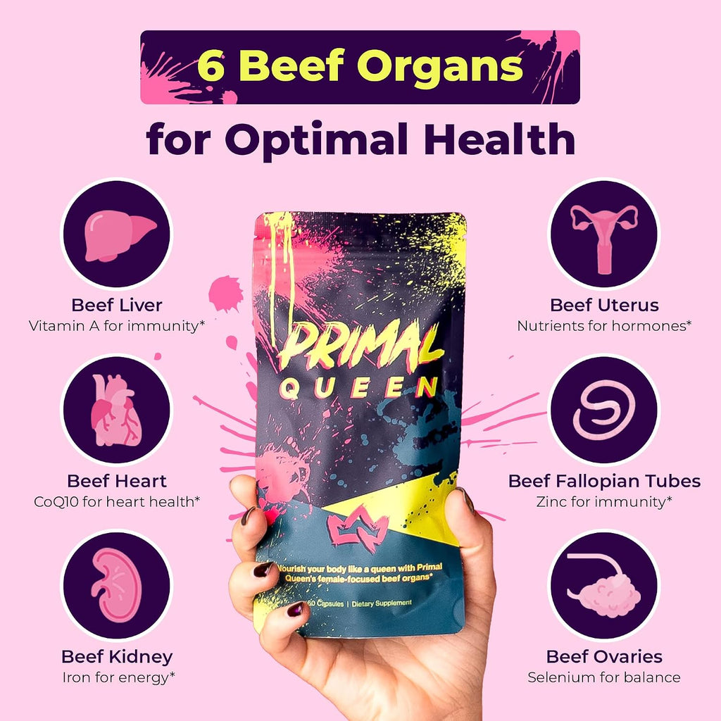 Primal Queen Grass Fed Beef Organ Supplement for Women, 60 Capsules