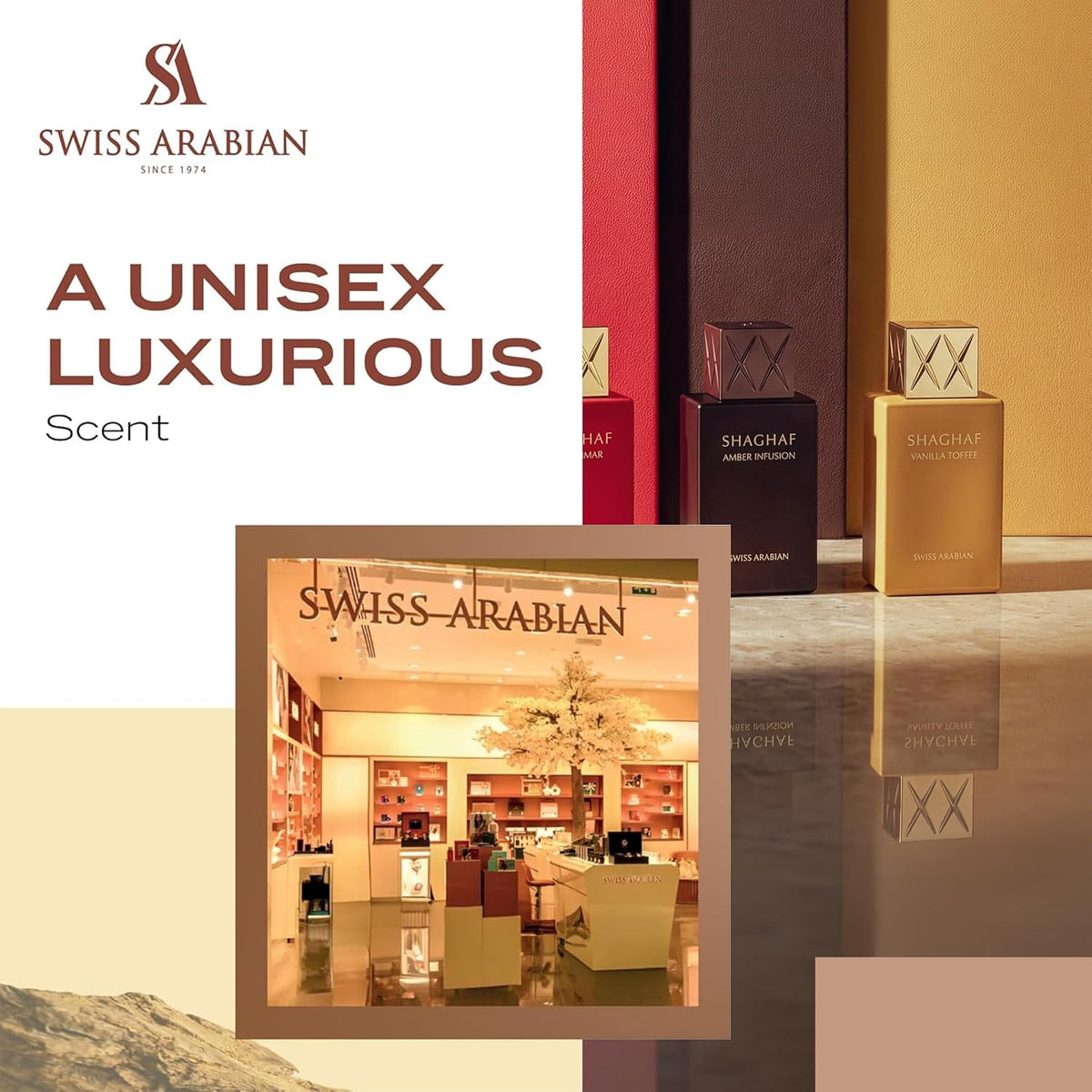 Swiss Arabian Shaghaf Vanilla Toffee perfume bottle by Hub Wavy, 75ml unisex fragrance with warm vanilla and toffee notes.