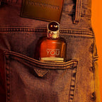 Armani Stronger With You Amber men's fragrance bottle, 3.4 oz, with warm amber scent and elegant design.