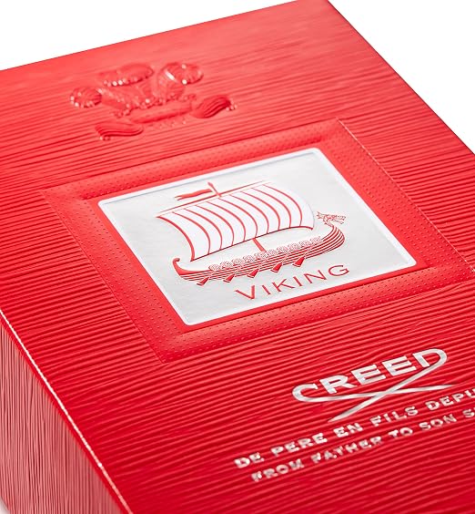 Creed Viking men's perfume bottle with a sleek design, 3.4 fl oz, in a clear glass container with a metallic cap.
