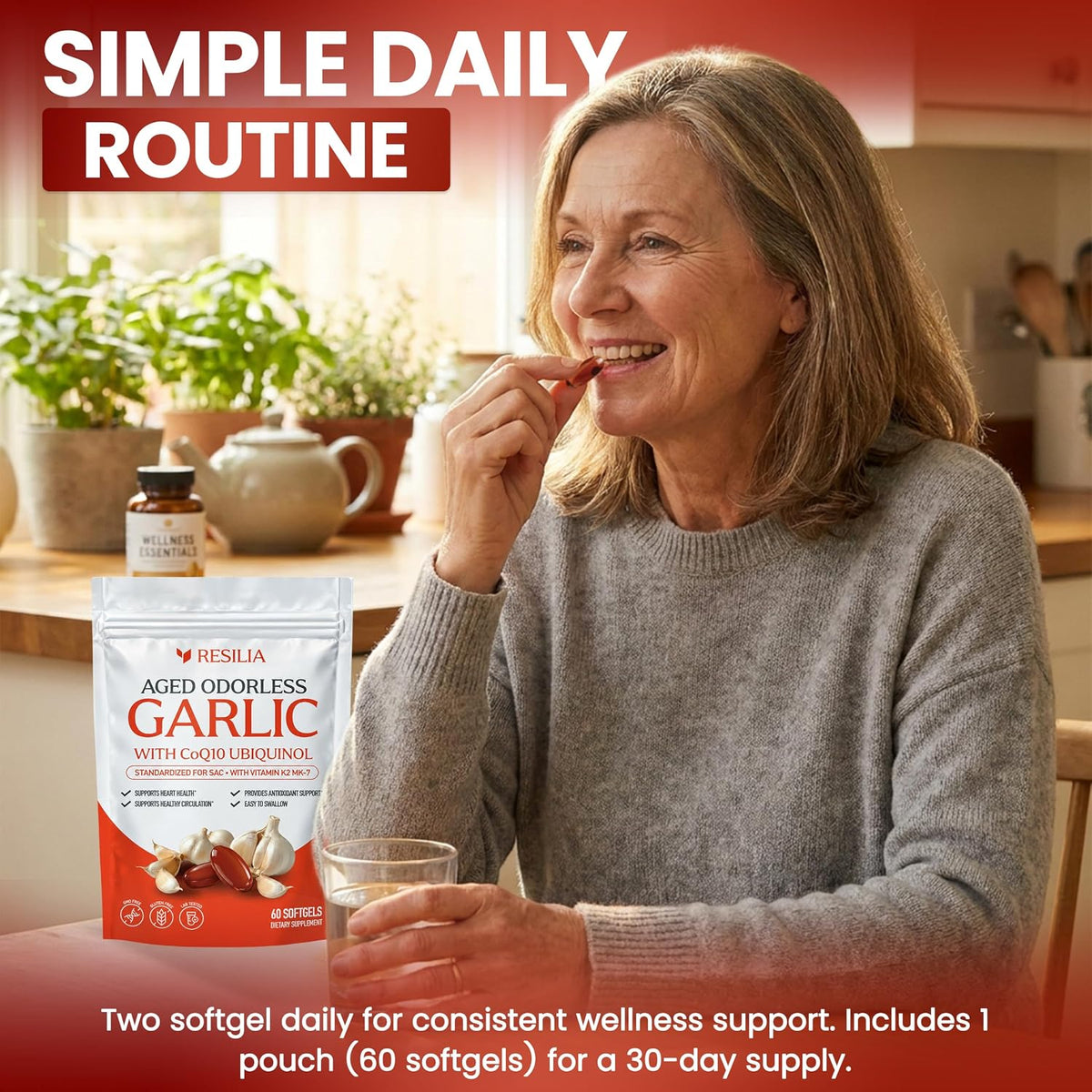 Resilia Odorless Aged Garlic Softgels (60 Count)