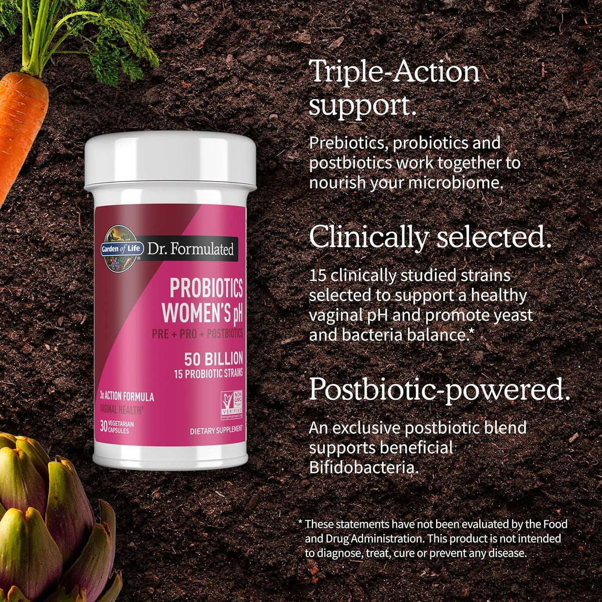 Garden of Life Dr. Formulated Pre, Post & Probiotics, Women's pH, 50B, 30ct
